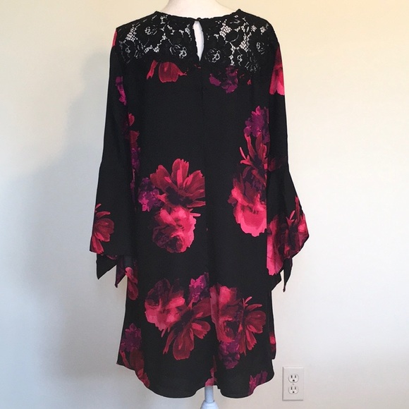 EST 1946 Brand Flowy Black Floral Print Mini Dress - Picture 7 of 8
